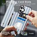 TopPerfekt for iPhone 17 Wallet Case with Card Holder, Military-Grade Drop Protection, Flip PU Leather Built, Double Magnetic Clasp and Durable Shockproof for iP17 6.3 Inch Cover - Stripes Blue White