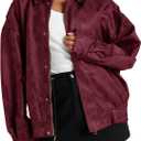Tankaneo Womens Oversized Leather Jackets Trendy Zip up Bomber Motorcycle Coat 2025 Going out Outfits