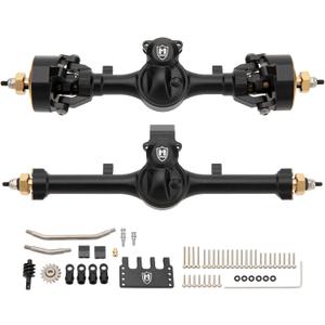 MEUS RACING 5mm ISO V2 SCX24 Axles with 3-Section CVD for Axial 1/24 SCX24 RC Crawler (Black)