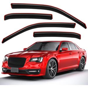 Lightronic Extra Durable Clip-on in-Channel Auto Vent Window Visor, Fits 2011-2023 Chrysler 300, UV Protection Rain Guard, Original Wind Deflector, No-Drill Easy Install, Dark Smoke, 4-Pcs
