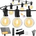Brightown 50FT 52LED Solar String Lights Outdoor with Remote & USB Port, Shatterproof Bulbs, Dimmable & Timable, 3 Modes, Patio Lights Solar Powered with Mount Clips for Camping Backyard Garden Decor