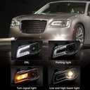 Halogen Headlight Assembly Compatible with Chrysler 300 300C 2015 2016 2017 2018 Headlamp with White Bezel Replacement Left Driver Side LH 68214383AD CH2502269