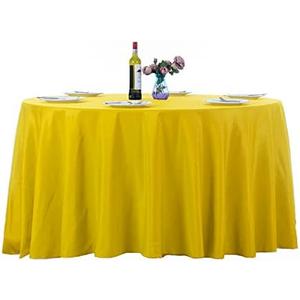 Ascoza 2pack 120 Inch Yellow Round Tablecloth in Washable Polyester Fabric for Wedding/Banquet/Restaurant/Parties…