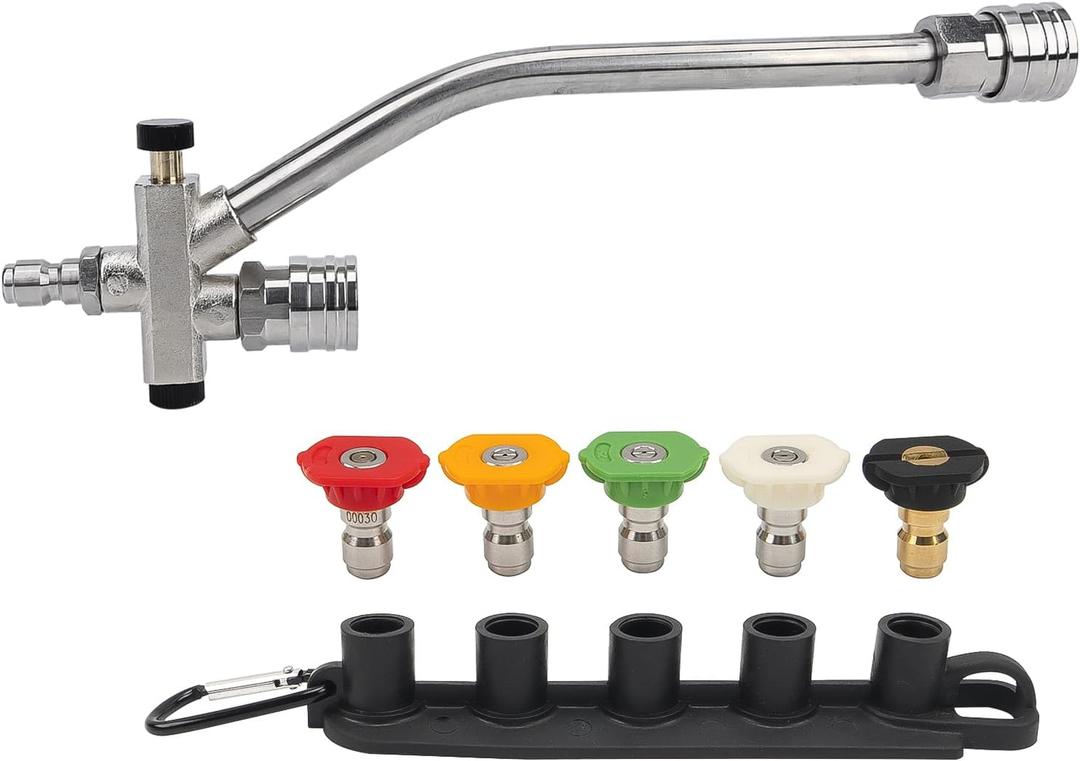 Foam Cannon Dual-Connector Accessory, Pressure Washer Double Tip Attachment for Foam Cannon, Pressure Washer Accessories with 1/4" Quick Connect for Car Wash, 5 Sprayer Tips #035, Nozzle Holder