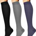 CHARMKING Compression Socks for Women & Men Circulation (3 Pairs) 15-20 mmHg is Best Support for Athletic Running Cycling (Large-X-Large, 06 Black/Grey/Navy)