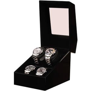 Watch Winders for Automatic Watches, Automatic Watch Winder Box, 2 Watch Winder with Holder, Quiet Motor and 4 Storage Case for Man/Woman's Watches (Black)