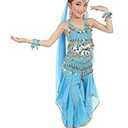 Cielary Kids Girls Belly Dance Halter Top Harem Pants Costume Set Halloween Outfit with Head Veil Waist Chain and Bracelets(Lake Blue, M)