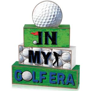 4 Pcs Golf Decorations 2026 Rustic Wooden Signs Blocks Golf Room Decor Farmhouse Tabletop Centerpieces for Home Bedroom Shelf Room Senior Night Coach Gifts Party Decor