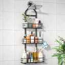 3 Tier Hanging Shower Head Caddy, Adjustable Hanging Shower Caddy Over Showerhead, No Drilling Handing Racks Rustproof for Bathroom Shampoo Soap Storage