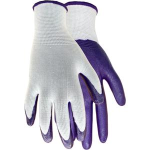 Red Steer A369P Nitrile Palm Gardening Gloves, Lightweight and Durable Nitrile Coated Palm, Form Fitting Seamless Knit Liner, White with Purple Palm, Size Large, 10 Pairs Per Pack