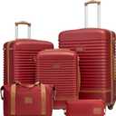 Coolife Suitcase Set 3 Piece Luggage Set Carry On Travel Luggage TSA Lock Spinner Wheels Hardshell Lightweight Luggage Set(Red, 5 piece set)