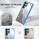 2 x for Samsung Galaxy S25 Ultra Case [Electroplating Protective] [Non-Yellowing Clear] Metallic Luster Soft Super Thin TPU Anti-Fall Case for Galaxy S25 Ultra,(Blue)