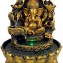 Ganesha Statues Indoor Water Fountain, Elephant Buddah Statute Tabletop Fountain with Rolling Ball, Zen Fountain for Home Office Bedroom Desk Decoration (Style 1)