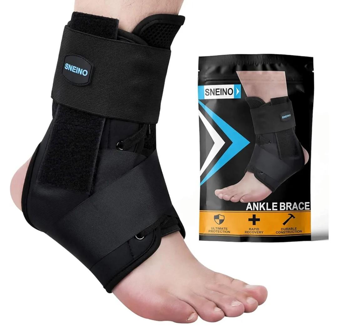 SNEINO Ankle Brace for Women & Men - Ankle Support Brace for Sprained Ankle, Ankle Stabilizer for Achilles, Tendon, Sprain, Injury Recovery, Lace up Ankle wrap for Running, Basketball, Volleyball (Medium)