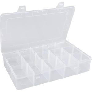 Plastic Organizer Box with Dividers, Exptolii Clear Compartment Container Storage for Washi Tapes Beads Crafts Jewelry Fishing Tackles, size 10.5x6.5 in