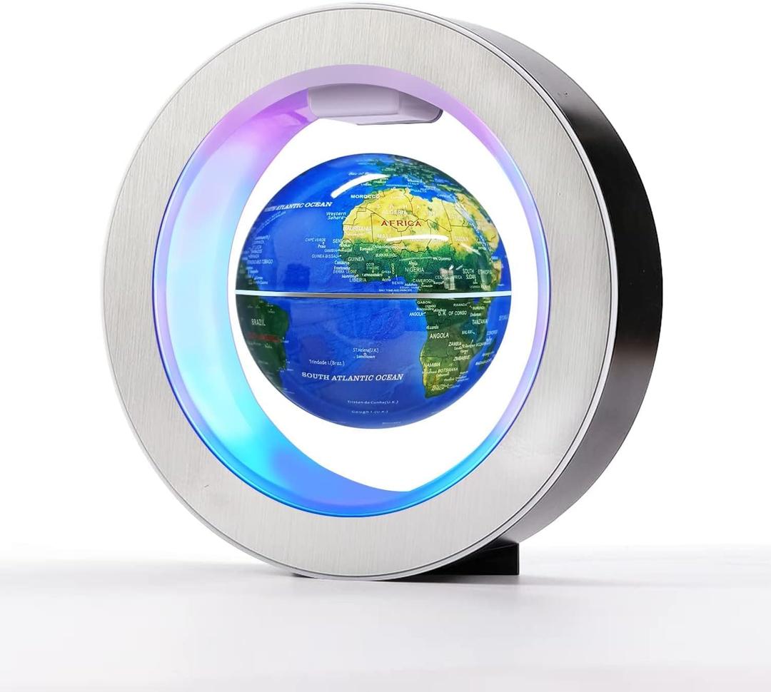 Flagest Magnetic Levitation Floating Globe - Levitating O Shape Globe with LED Lights for Education Home Office Desk Decor - Birthday Holiday Party Gift (4Inches