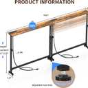 2 Pack Behind Couch Table with Outlet, Light Rustic Brown, 5.9"Wx78.8"L