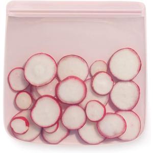 W&P Porter Silicone Reusable Storage Bag, Sandwich (34oz Flat), Blush, Food Storage Container, Microwave and Dishwasher Safe, Easy Cleaning