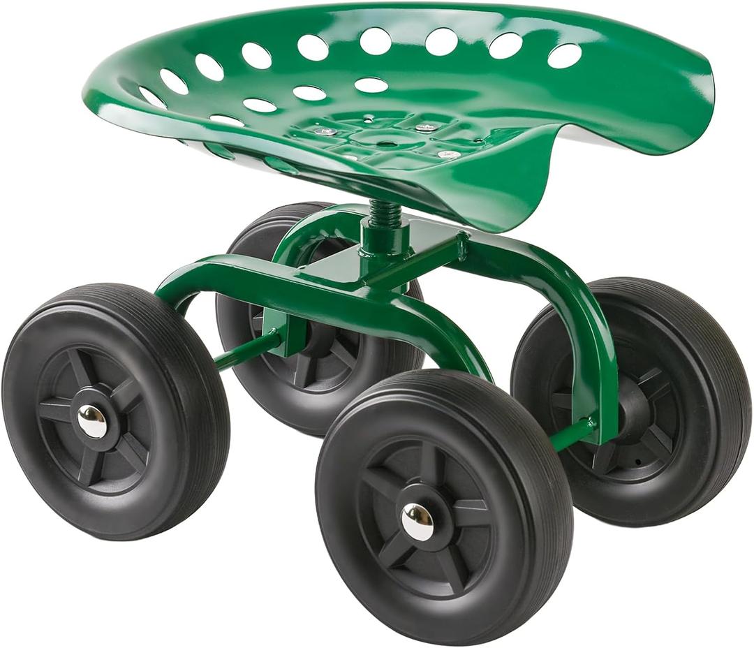 Garden cart on Wheels,Rolling Garden with 360 Degree Swivel seat for Women Men,Gardening stools for Seniors,Scooter for Patio, Yard, and Outdoors (Green)