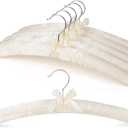 HOUSE DAY Satin Padded Hangers for Women 6 Pack 17 Inch Foam Fabric Bride Hanger for Wedding, Delicate Cashmere(Beige)