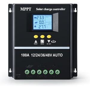 100A MPPT Solar Charge Controller 12V 24V 36V 48V LCD Display Battery Intelligent Regulator Max 100V Input Dual USB for Lead-Acid/Lithium