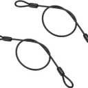 PATIKIL 5/32" Dia Vinyl Coated Stainless Steel Cable with Loops, 2 Pcs 2 ft (20") Flexible Wire Rope Security Chain Lanyard Lock for Outdoor Lighting Luggage Lock, Black