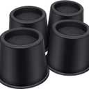 Bed Risers 4 Inch Heavy Duty, Round Furniture Risers for Bed Desk Table Sofa CouchBed Lifts Risers, Support up to 3300 Lbs(4 Pack Black)