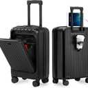 Carry On Luggage 22x14x9 Airline Approved, 20 Inch Hard Shell Carry On Luggage, Suitcase Carry-on Small Siutcase with Wheels (Black, 1PC)