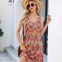 Summer Dresses for Women Casual Tank Dress with Pockets Swim Coverup Sundress (M)