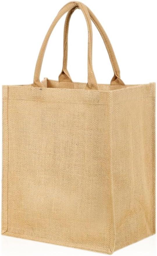 Jute Burlap 6 Bottle Wine Gift Tote Bags with Soft Cotton Handles Reusable for Wedding, Parties,Birthdays (1) (6 bottle package)
