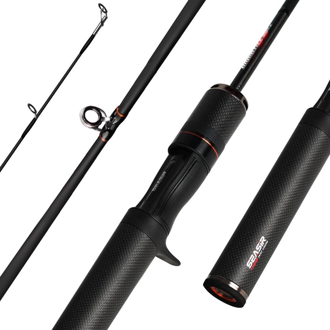 SEASIR Black Arrow Ultralight Fishing Rod, BFS Spinning Rod Bait Finesse Casting Rod, 2 Piece Baitcaster Rod, 36T Carbon Fiber, Fuji O Ring, Portable Travel Rod for Bass Saltwater Freshwater (1.5m)