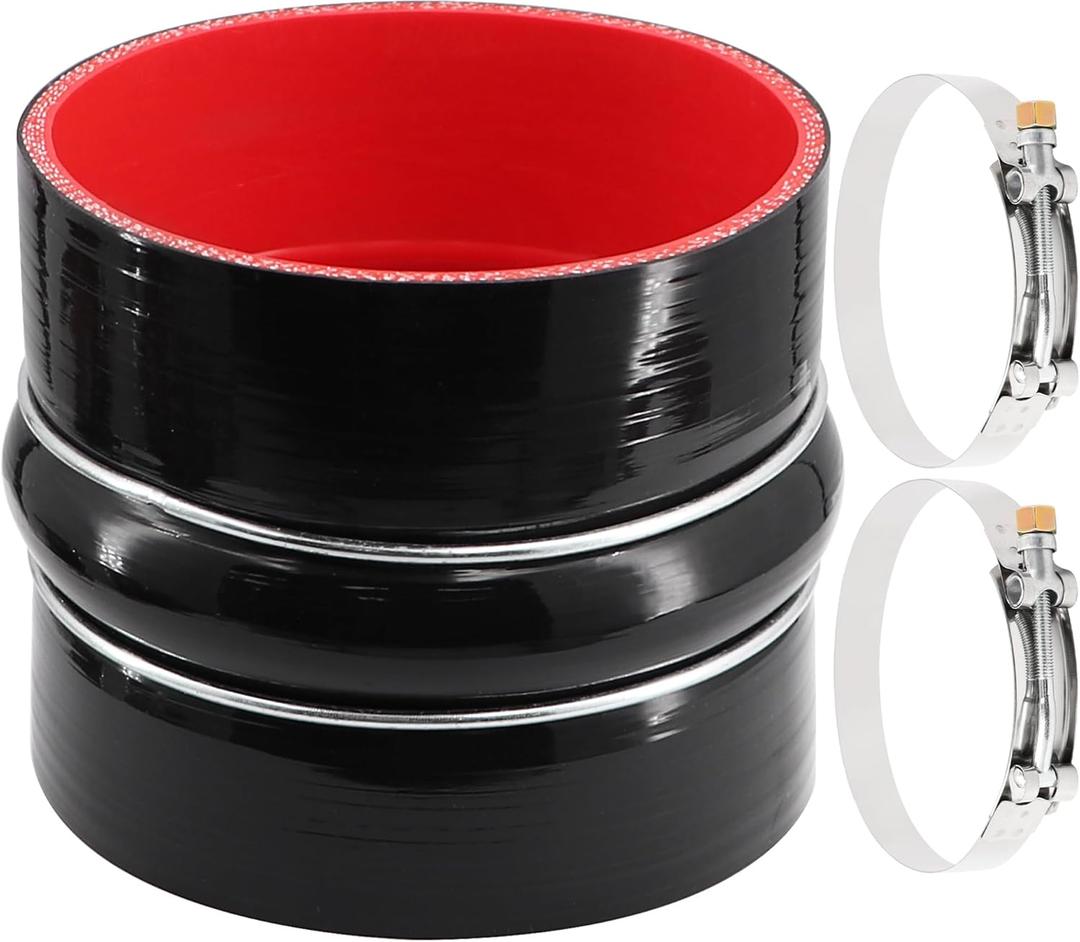 Straight Coupler Silicone Hose ID 4-1/2 inch 4 Ply Polyester Reinforcement as Turbocharger Tube Air Intake Pipe with 2 Stainless Steel T Clamps
