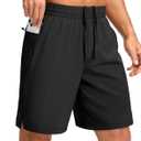 Pudolla Men's 7" Gym Workout Shorts with Zipper Pockets Quick Dry Running Athletic Shorts (3X-Large, Black)