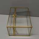 Okllen Glass Wedding Card Box with Lock and Slot, Gold Rim Envelop Box Gift Holder, Vintage Clear Card Box for Wedding Reception, Baby Shower, Birthday, Graduation (Glass Box and Lock Only)