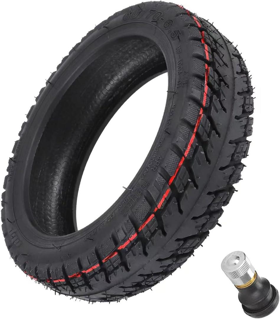 60/70-6.5 10-inch Rubber Explosion-proof Tubeless Tire + Straight nozzle Replace for Segway Ninebot Max/Max G30LP G30 G30E Electric Kick Scooter Wheel Parts