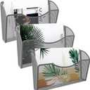 EasyPAG 3 Pack Wall File Organizer, Metal Mesh Hanging File Folder Holder for Letter/A4 Size Folders, Vertical Wall Mount Mail Sorter for Office Paperwork, Classroom, Silver