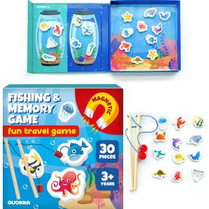QUOKKA Magnet Game for Kids 3-5 - Fishing Game Kids Ages 4-8 - Travel I Road Trip I Plane I Car Ride - Magnetic Toddler Travel Toys