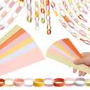 Lincia 600 Sheet Paper Chain Garland Strips 1x8 Inch with Double Sided Tape, DIY Construction Paper Chains for Birthday Wedding Holiday Party Decorations, Crafts Supplies (Groovy)