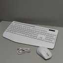 SABLUTE Wireless Keyboard and Mouse Combo, 9 Backlit Effects, Wrist Rest, Phone Holder, 2.4G Lag-Free Ergonomic Keyboards, KM22 MAX Rechargeable Silent Set for Computer, Laptop, Mac, WindowsWhite