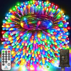 552 FT 1400 LED Christmas Lights Outdoor Decorations Super Long Fairy Lights Waterproof 8 Modes Timer Clear Wire String Lights for Outside House Tree Patio Yard Wedding Party Holiday-Multicolored