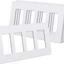 CML 4-Gang Matte White Decorator Screwless Wall Plates, 4 Pack Light Switch Covers, Standard Size 4.68 X 8.34, Scratch and Impact Resistant, Hidden Screws, Polycarbonate