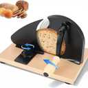 Manual Bread Slicer for Homemade Sourdough Bread, Adjustable Thickness Hand Crank Bread Cutter with Scale Lines, Suction Cup Base, Metal Guide & Sharp Stainless Steel Blade (Black)