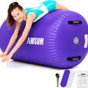 AWSUM Gymnastics Roller Barrel Tumbling Equipment Back Handspring Trainer,  (L)47.3"x(Diam)35.4"-No pump Purple
