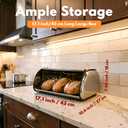 Stainless Steel Large Bread Box for Kitchen Countertop, Roll Top Metal Bread Storage Container with Window and Air Hole, 17.1 x 10.6 x 7.08 inch