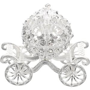 Silver Rhinestone Jewelry Box: Crystal Pumpkin Carriage Trinket Boxes Silver jewelry box Decorative Jewelry Display Ring Holder Jewellery Box for Wedding Christmas Decor