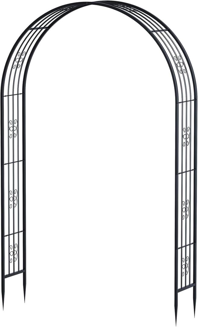 83in Steel Garden Arch Arbor Trellis for Climbing Plants Outdoor, Yard, Garden, Climbing Plants 7ft Decorative Wire Lattice, Outdoor Wedding Arch, Black, (6.9FT)