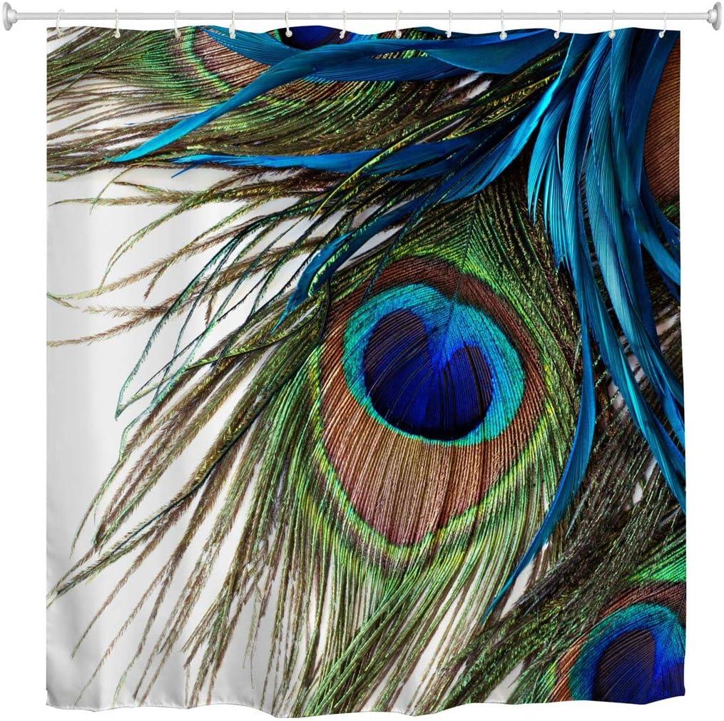 84 Inch Shower Curtain,Peacock Feather Waterproof Fabric Extra Long Shower Curtains 72 x 84 Inches, Colorful