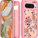 for Google Pixel 9 Pro XL Case - Women Girls Cute Cover Girly Aesthetic Kawaii Unique Design Teens Floral Flowers Heavy Duty Shockproof Protective Phone Case for Pixel 9 Pro XL 6.8 Inch