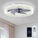 Modern Ceiling Fans with Lights:  Flush Mount Low Profile Ceiling Fan with APP Remote Control - White LED Bladeless Fandelier Dimmable Quiet DC Motor for Bedroom Living Room Glitter