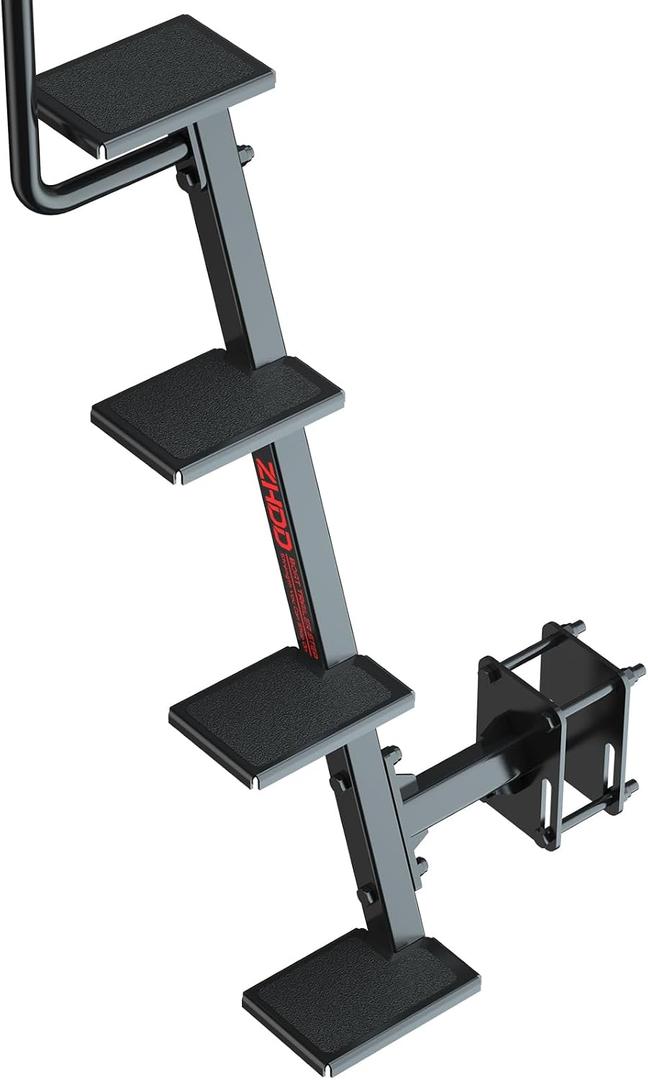 Heavy-Duty Side-Mount Boat Trailer Steps with Handrail 500LB Capacity, Steel Anti-Slip Steps, Compatible with 2"-4" W x 3"-5" H Trailer Tongues, All-Steel Powder Coated (4 Steps)